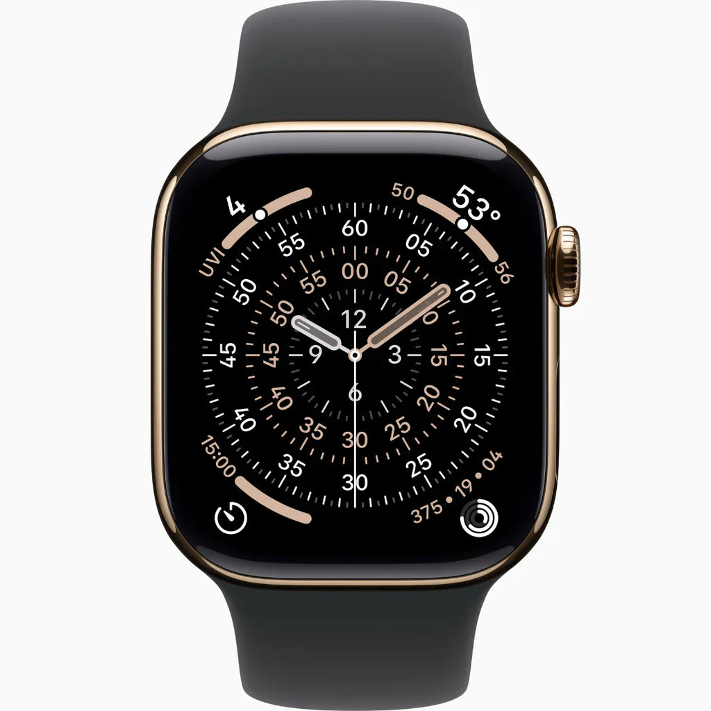 Apple Watch Series 9, GPS + Callular With Stainless Steel / ساعة أبل سيريز 9، مزودة بنظام تحديد المواقع العالمي (GPS) ووظيفة الاتصال، مصنوعة من الفولاذ المقاوم للصدأ.