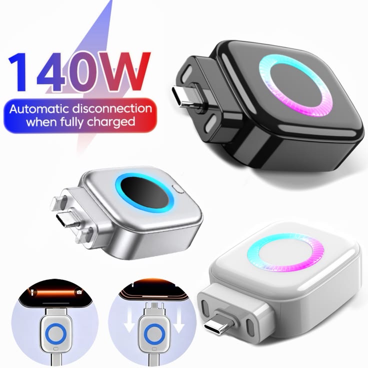 140W Mini Portable Fast Charging Adapter | Dual Port USB-C & Lightning | Smart Fast Charger