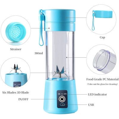 Portable USB Rechargeable Mini Blender Bottle – Personal Juicer Cup for Smoothies & Fresh Juice
